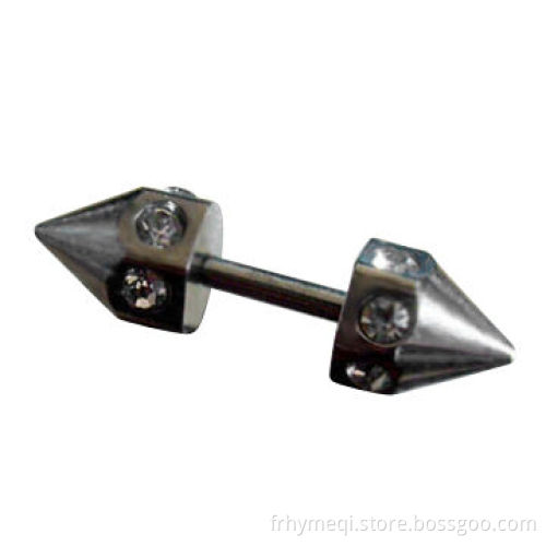 Gem Body Piercing Jewelry with 316L Tongue Barbell Rings Cone